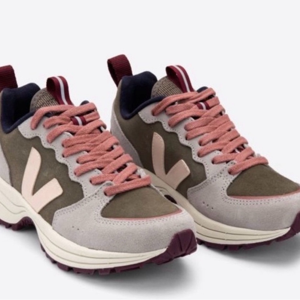 Veja Women's Sneakers in Olive, Beige & Mauve - Picture 5 of 7
